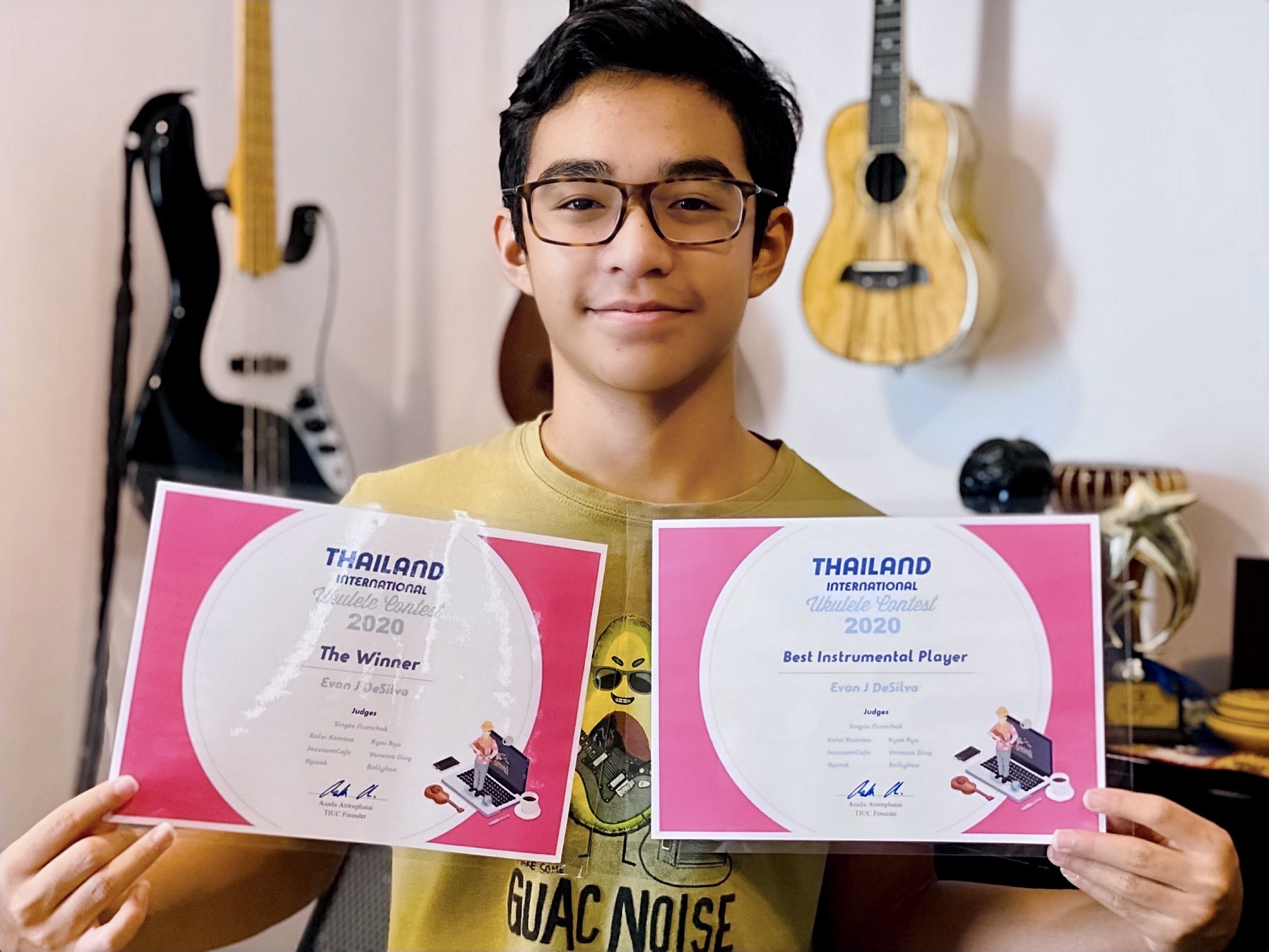Evan won the 8th Thailand International Ukulele Contest 2020