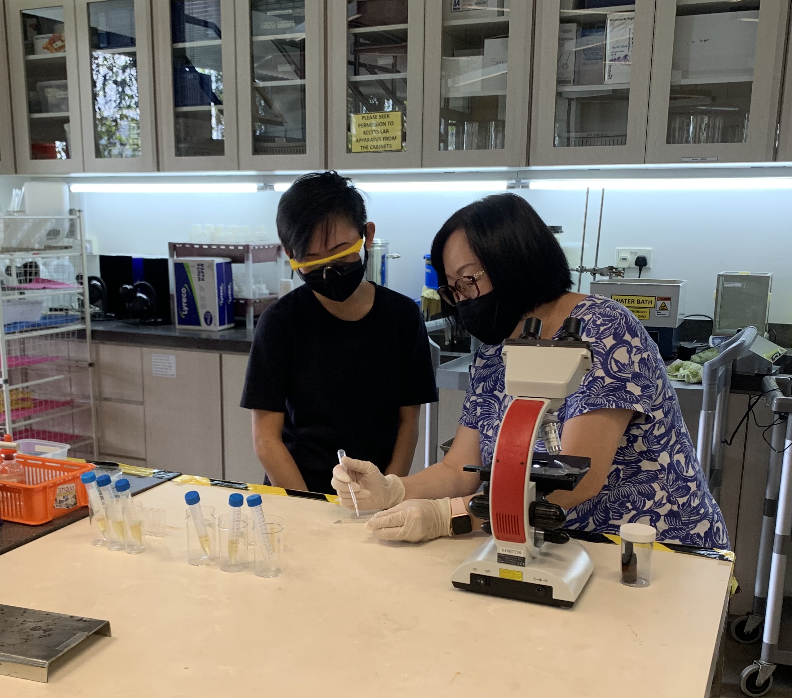 Ms Lai provides support for students working on science projects